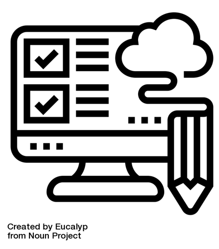 computer screen with check marks and a pencil